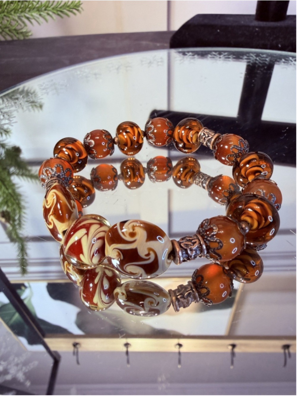 Pteris Coloured Glass Handmade beads Bracelet LiuLi